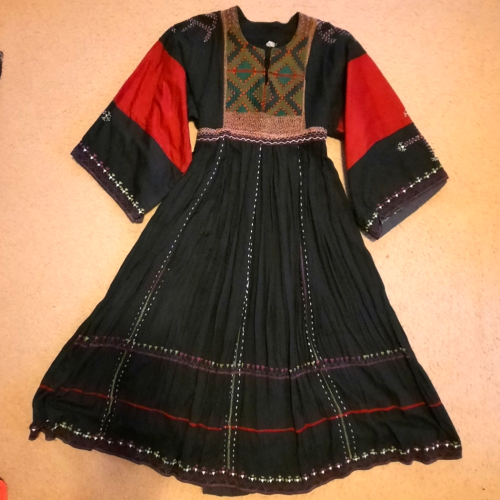 Afghani Boho dress med embroidery handmade